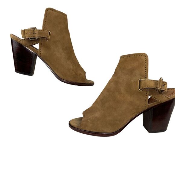 Frye Dani Shield Booties Open Toe Olive Green 8M Sling Back - Picture 5 of 9